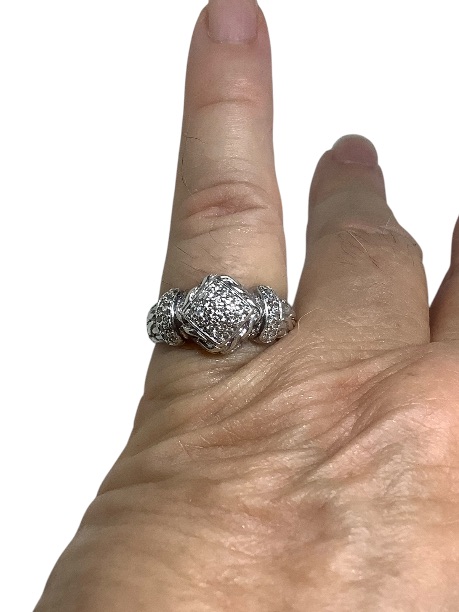 John Hardy Sterling Silver Pav Diamond Ring